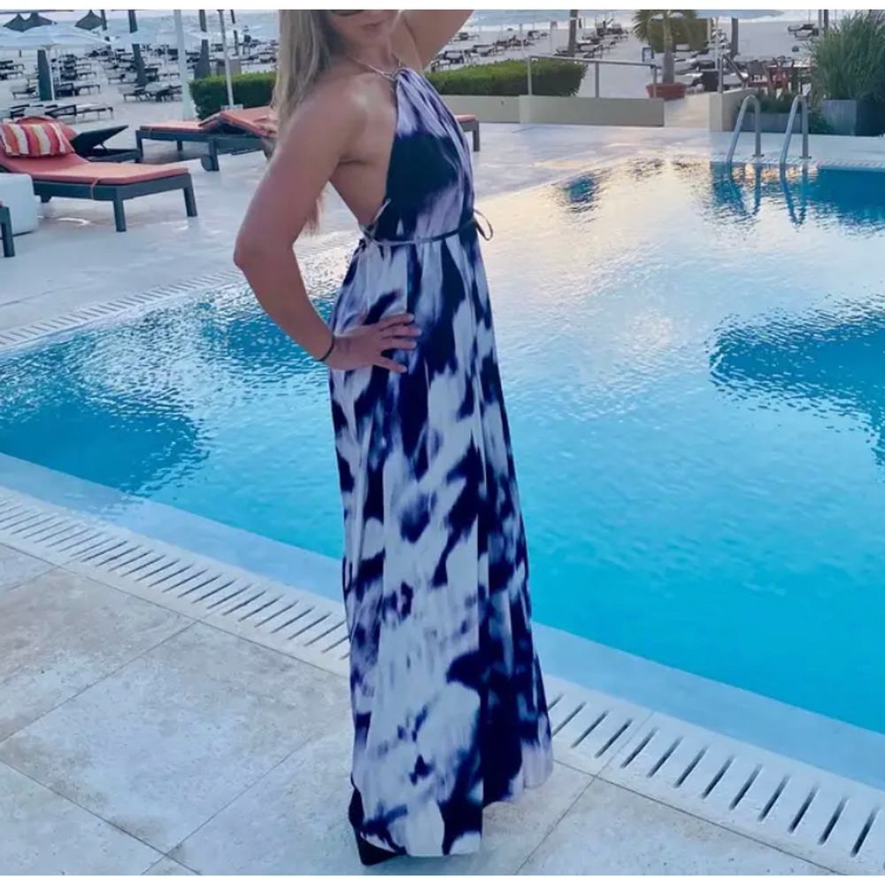 KAUFMANFRANCO Purple Halter Maxi Dress XS Vacation Party Sundress Designer $1195 - Picture 4 of 10